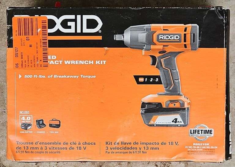 (CC) Ridgid 18V 3-Speed 1/2" Impact Wrench Kit. Pt#R86215K.