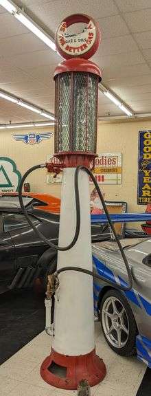 Unrestored Wayne 10 Gallon Visible Gas Pump w/ Speedway Globe