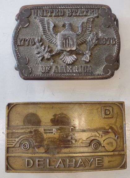 (CC) Vtg. American Eagle Dezy Solid Brass Belt Buckle & IMC Delahaye Solid Brass Belt Buckle