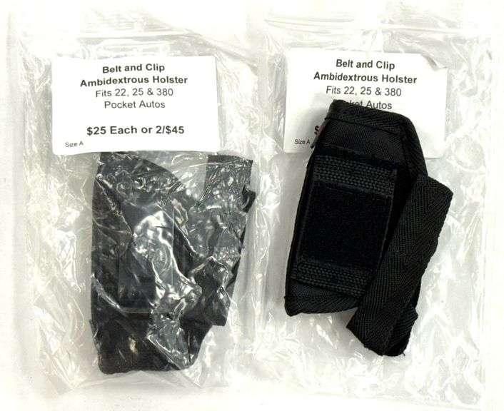 (2) ACE Case Ambidextrous Holster Belt & Clip Fits 22, 25 & 380 Pocket Autos