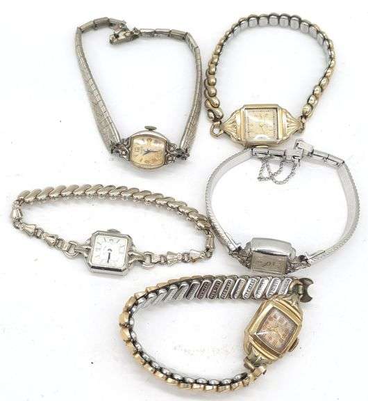 (F) Five Vintage Elgin & Lady Elgin Wristwatches