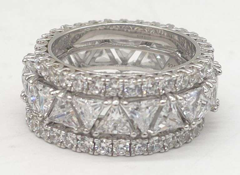 (KC) Radiance by Absolute Sterling silver Trilliant-Cut Eternity Ring 3-piece Set, Size 8
