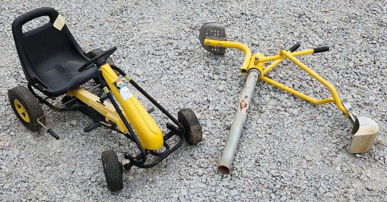 (J) Kids Pedal Cart And In Ground Excavator