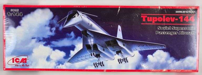 1/144 Scale ICM Tupolev-144 Soviet Supersonic Passenger Aircraft Model Kit - Sealed