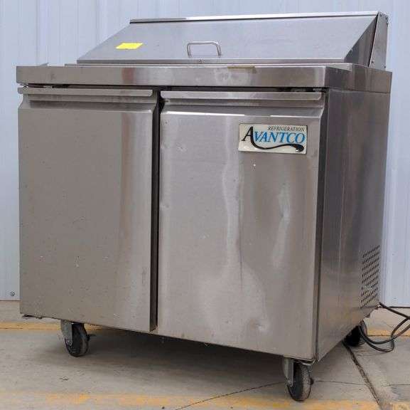 (D) Advantco Refrigeration 36" Two-Door Stainless Steel Refrigerated Sandwich Prep Table