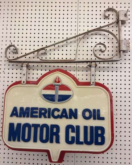 Vintage American Oil DS Plastic Sign w/ Bracket
