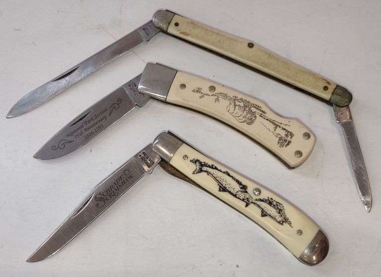 (CC) Schrade Scrimshaw Folding Knives