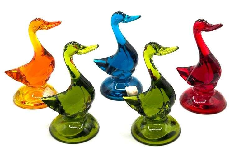 (5) MCM Viking Glass Epic Ducks