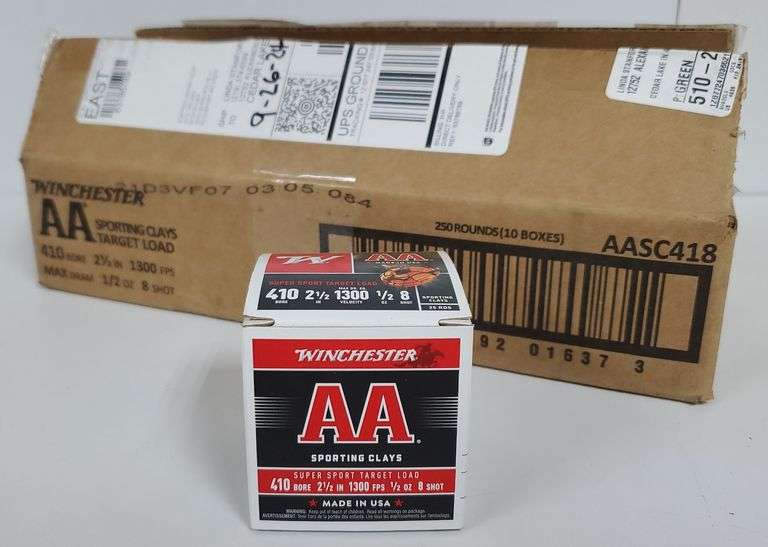 (K) 250 Rounds Winchester AA 410 Bore 2 1/2" Shotgun Shells