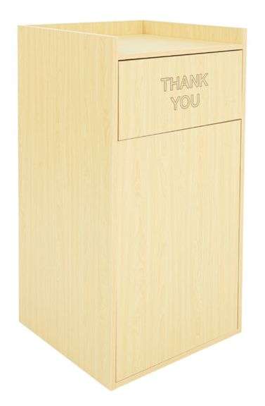 (D) Oak Wooden Waste Receptacle