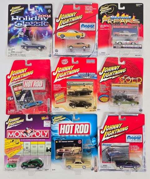(9) Johnny Lightning Die-Cast Cars In Blister Packages