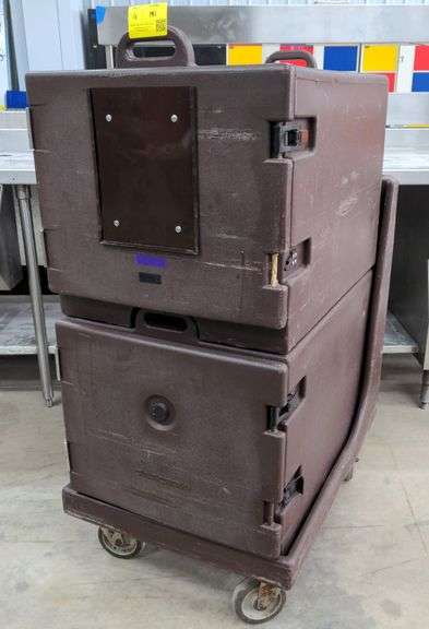 (G) Cambro Dual Insulated Hot Boxes And Cart