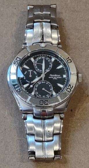 (M) Armitron Watch 38mm Silver Tone Multi-Dual Stainless Steel Men's Watch