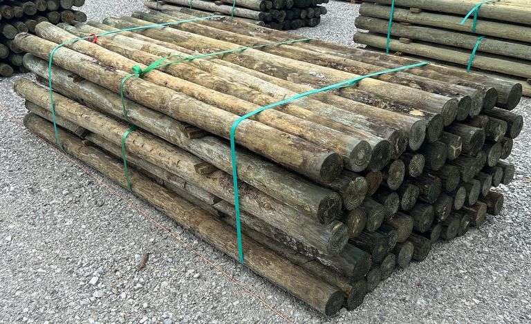 3-1/2" x 8' Treated Posts, 55 Posts - Kraft Auction Service, LLC