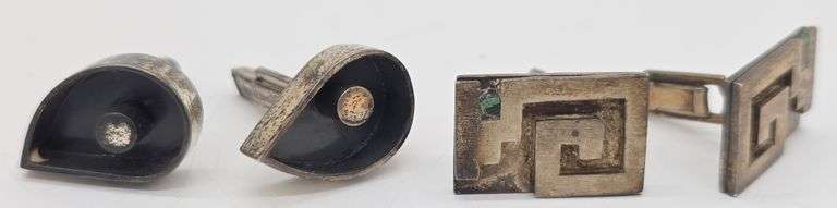 (F) Two Pair of Sterling Silver Cufflinks