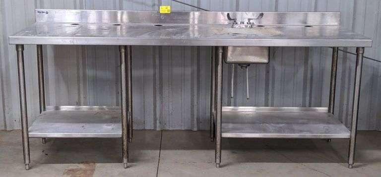 (D) West Star 90" Stainless Prep Table With 20" Sink