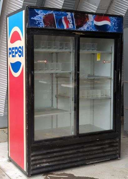 (P) True Commercial Double Sliding Glass Door Pepsi Cooler