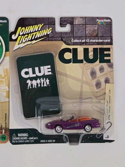 (3) Johnny Lightning "Clue" Die-Cast Cars In Blister Packages