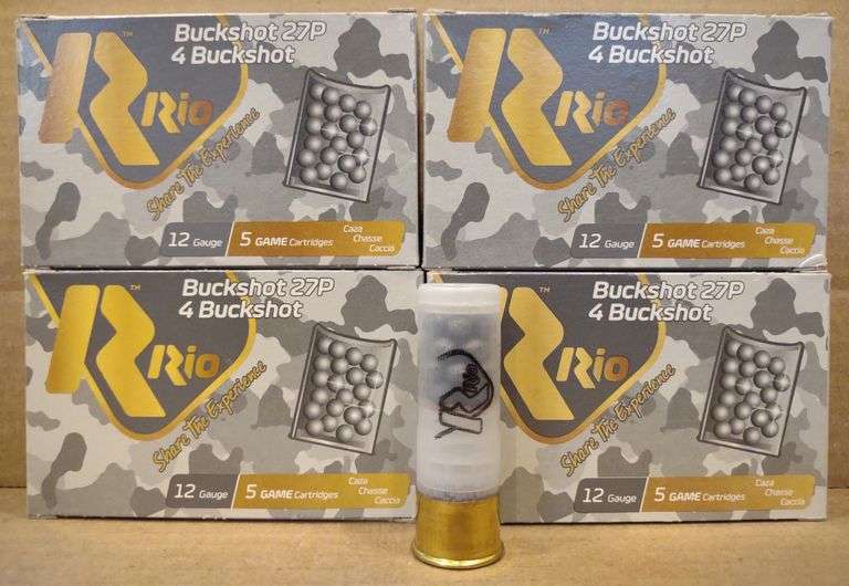 (M) 20 Rds 12 Gauge Buckshot Rio 27P 4 Buckshot Ammo