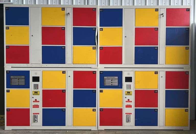 (F) Pair Of Coin Operated Storage Lockers.