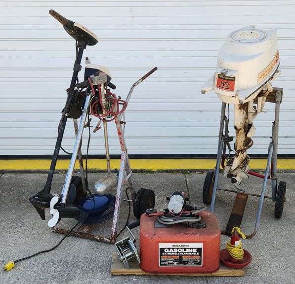(G) Johnson 10 Sea Horse Out Board Boat Motor, (3) Trolling Motors And More