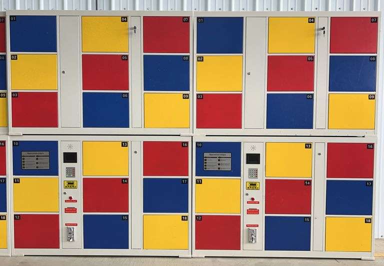 (F) Pair Of Coin Operated Storage Lockers.