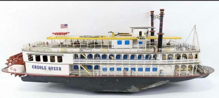 (AU) Large Hand-Crafted Creole Queen River Boat Model