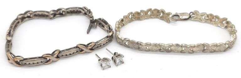 (M) Two Sterling Silver Bracelets and Earrings