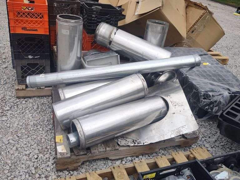 (G) Pallet of Stainless Chimney Ducts, Vent Pipes, Hoods, & More