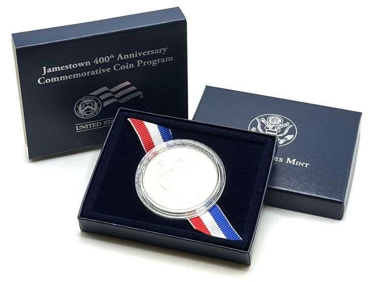 Uncirculated Silver Dollar Jamestown 400th Anniversary Commemorative Coin