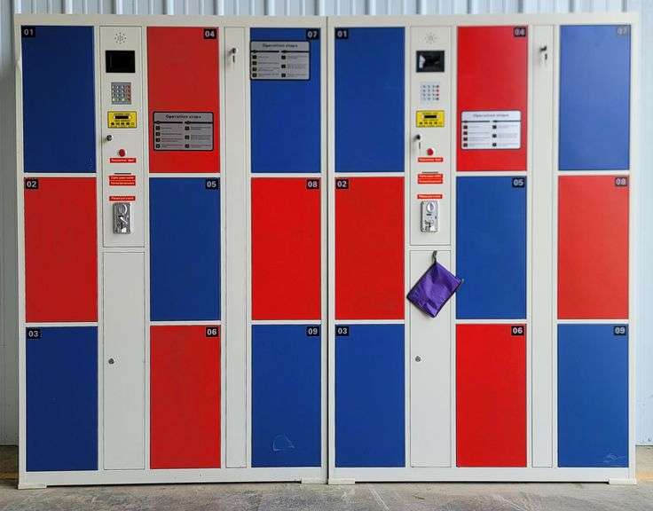 (F) Pair Coin Operated Smart Storage Cabinets With Numbered Lockers ...