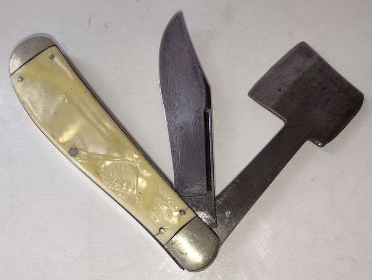 (CC) Vtg. Imperial Providence R.I. Camping Hatchet Folding Knife