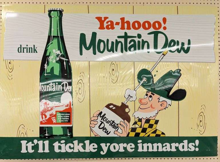 Large Contemporary SST Embossed Mountain Dew Sign