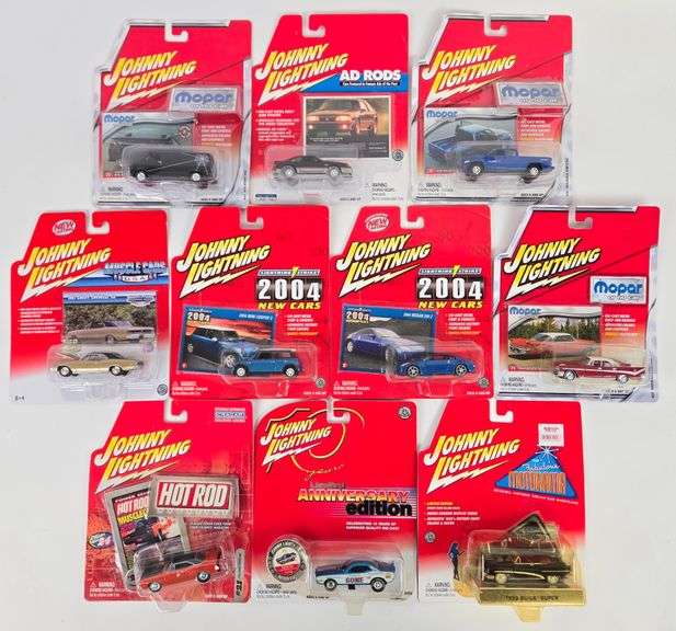 (10) Johnny Lightning Die-Cast Cars In Blister Packages