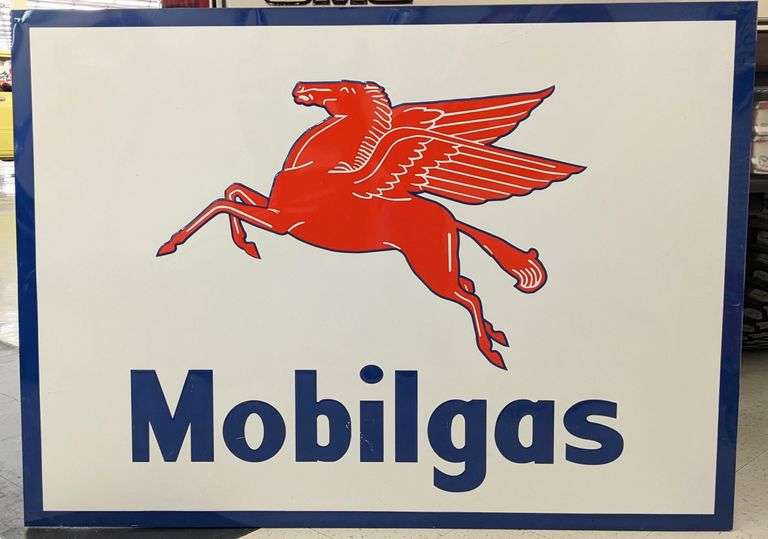Large SST Mobilgas Pegasus Embossed Sign 58x42