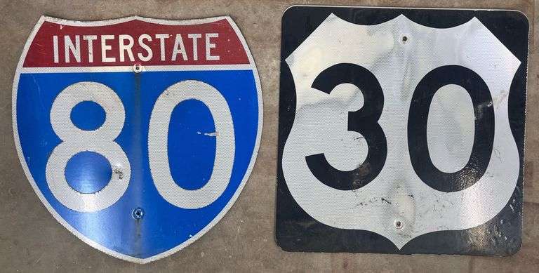 (O) Interstate 80 And 30 Road Signs - Kraft Auction Service, LLC