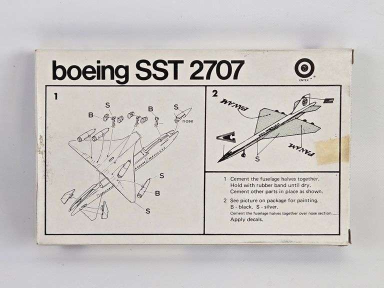 1/600 Sca;e Entex Boeing SST 2707 PANAM Airline Airplane Model Kit - NIB