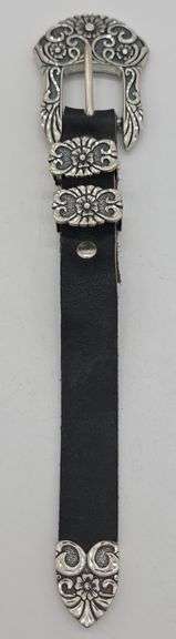 (F) Sterling Silver Rodeo Buckle Strap.