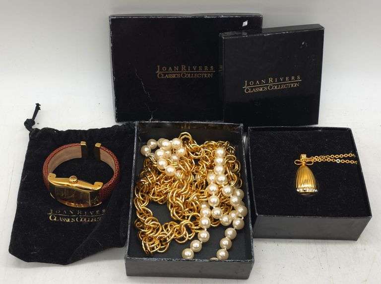 (MC) Joan Rivers Classics Collection, Two Necklaces and Wrist Watch