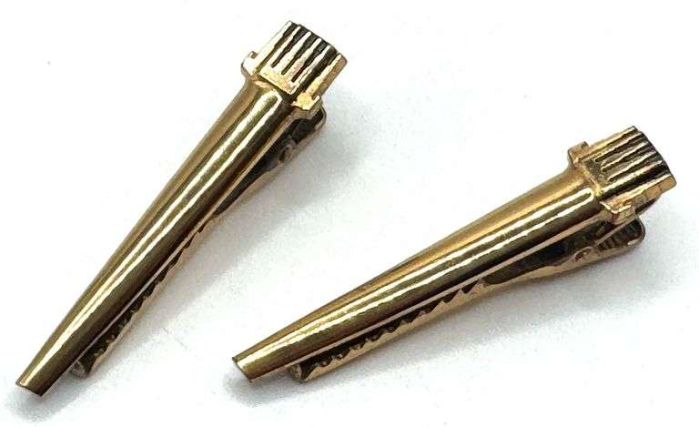 (2) Vtg Toshiba Turbine Blade Silver GF Tie Clips