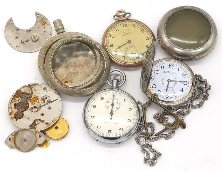 (F) Three Pocket Watches and One Case