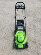 (S) Greenworks 21” Self-Propelled Walk-Behind Lawn Mower With Grass Bag