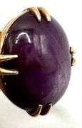 10K Yellow Gold Purple Star Ruby Ring, Size 6
