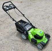 (S) Greenworks 21” Self-Propelled Walk-Behind Lawn Mower With Grass Bag