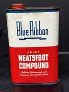 Vintage Mobil Products, Pump Oiler, Neatsfoot Compound, And White Owl Cigar Tin.