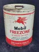 Vintage Mobil Freezone Anti-Freeze Can And Mobil DTE Oil Can