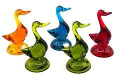 (5) MCM Viking Glass Epic Ducks