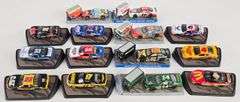 (14) 1/64 Scale Die-Cast Nascar Stock Cars On Display Stands