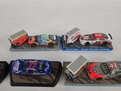 (14) 1/64 Scale Die-Cast Nascar Stock Cars On Display Stands
