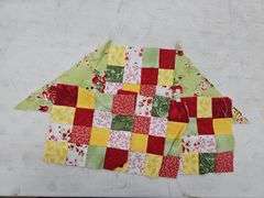 (F) Patchwork Quilt Top And Fabric Pieces